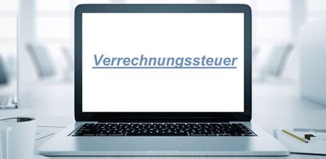 Laptop mit Wort Verrechnungssteuer