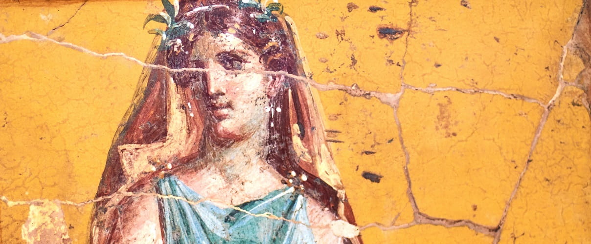 Figur einer Frau gemalt in einem Fresko in einem Domus von Pompeji