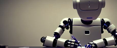 Roboter mit Kugelschreiber Roboter mit Kugelschreiber