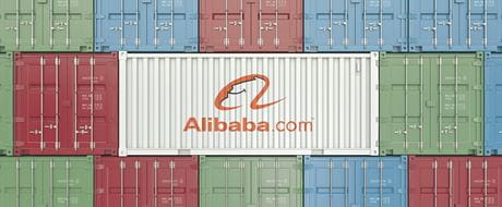 Schiffscontainer mit Aufschrift Alibaba Schiffscontainer mit Aufschrift Alibaba
