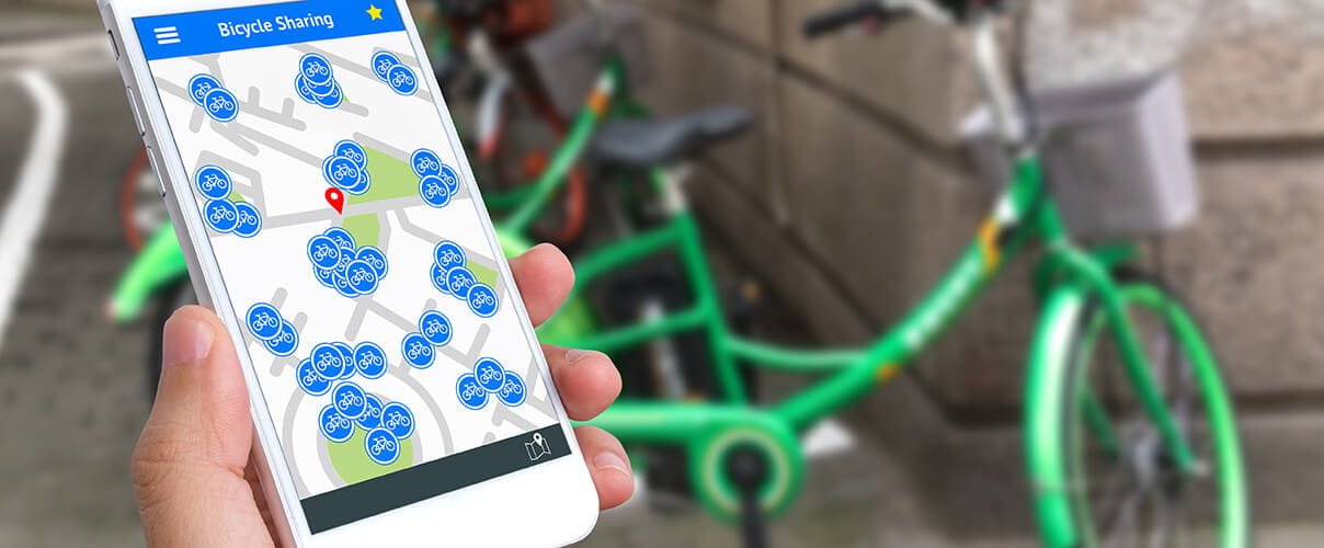 Smartphone mit Bicycle Sharing App