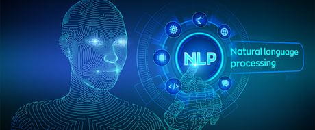 Virtueller Finger zeigt auf "Natural Language Processing"-Konzept Virtueller Finger zeigt auf "Natural Language Processing"-Konzept