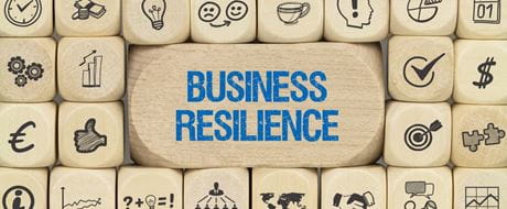 Würfel mit Schriftzug Business Resilience Würfel mit Schriftzug Business Resilience