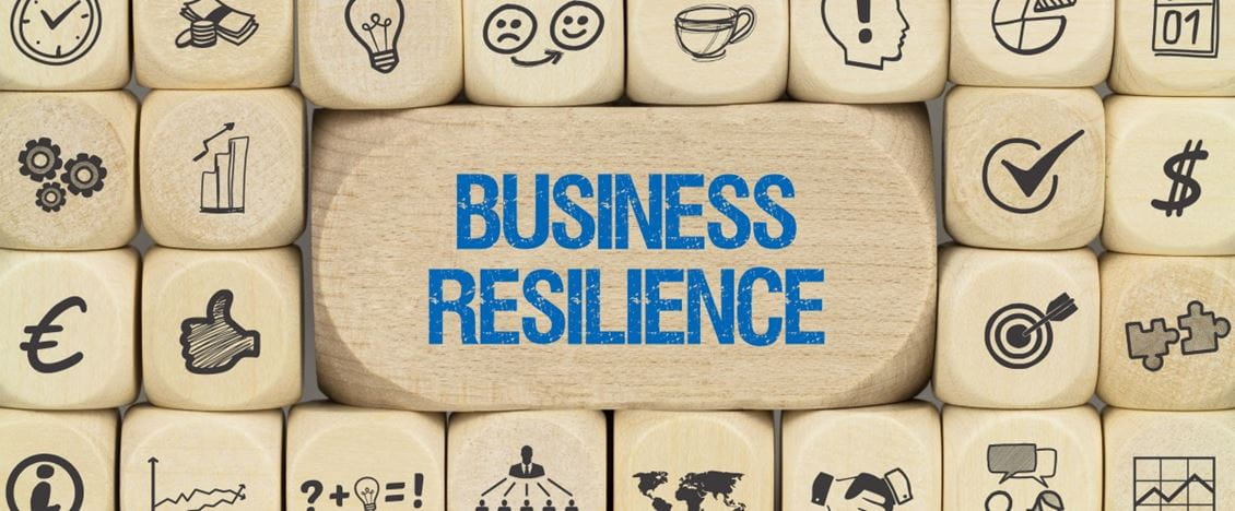 Würfel mit Schriftzug Business Resilience