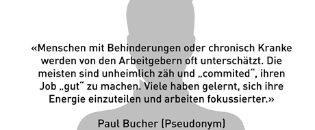 Diversity-Interview: Zitat Paul Bucher, Pseudonym Diversity-Interview: Zitat Paul Bucher, Pseudonym