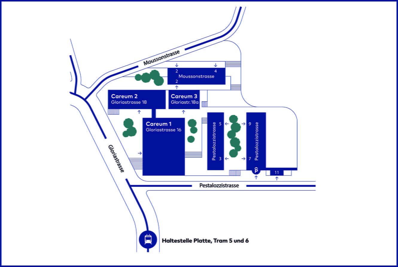 Lageplan Careum Hochschule seitlich