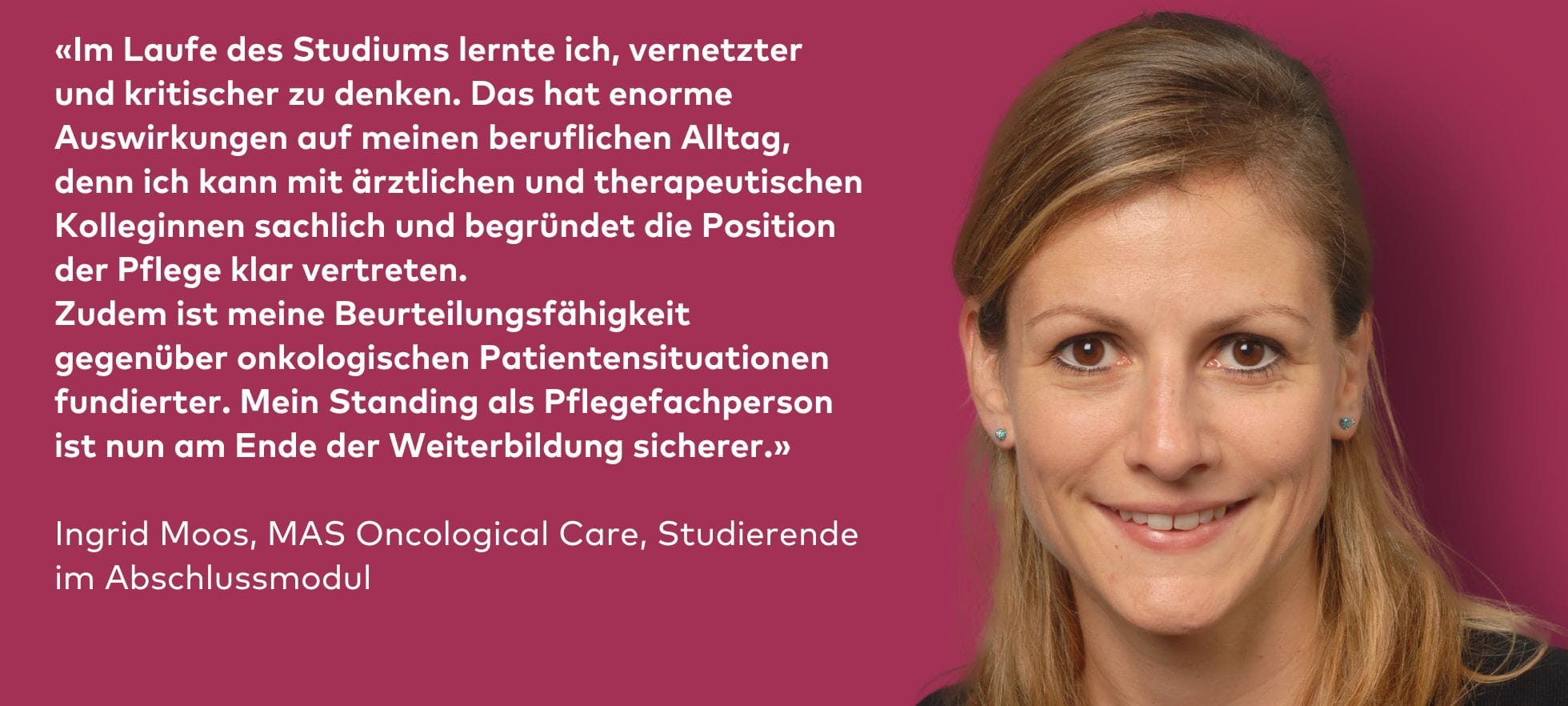 Testimonial Ingrid Moos Careum Hochschule Gesundheit