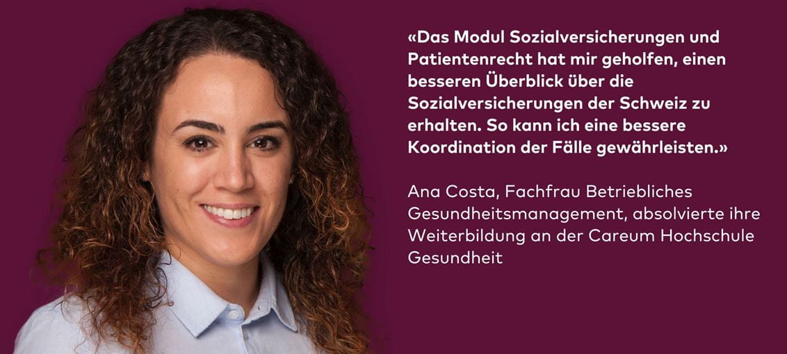 Testimonial Ana Costa Careum Hochschule Gesundheit