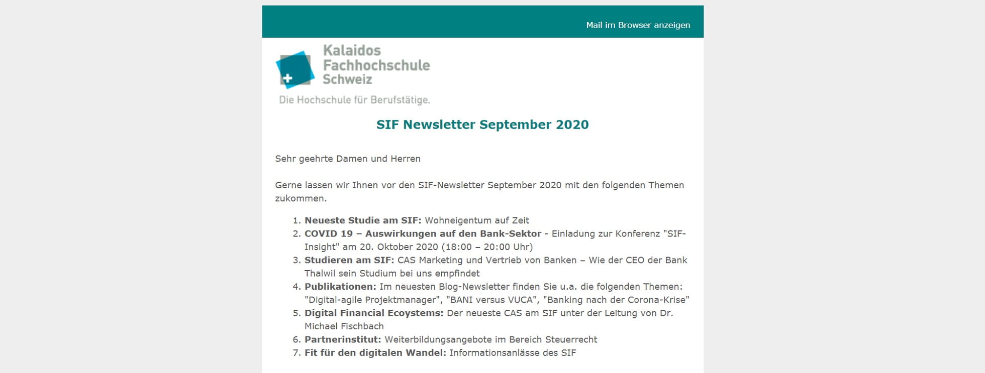 SIF Banking Newsletter September 2020