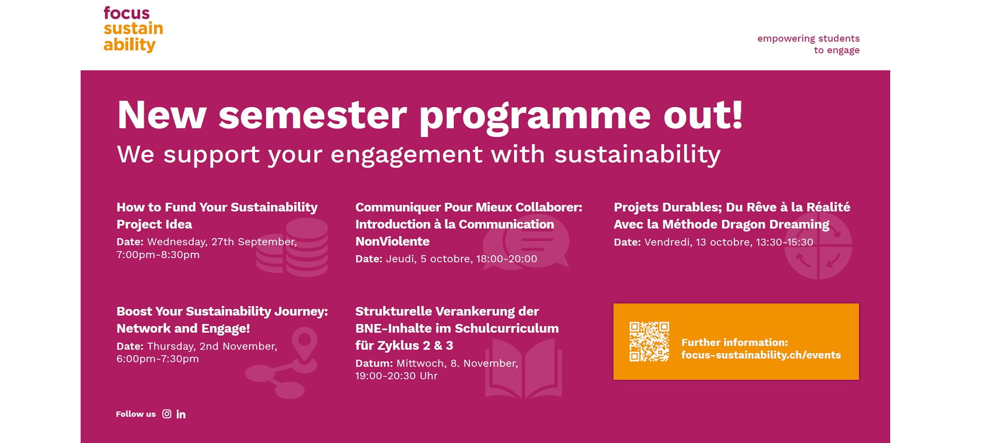 Focus Sustainability Program Fall Semester 2023