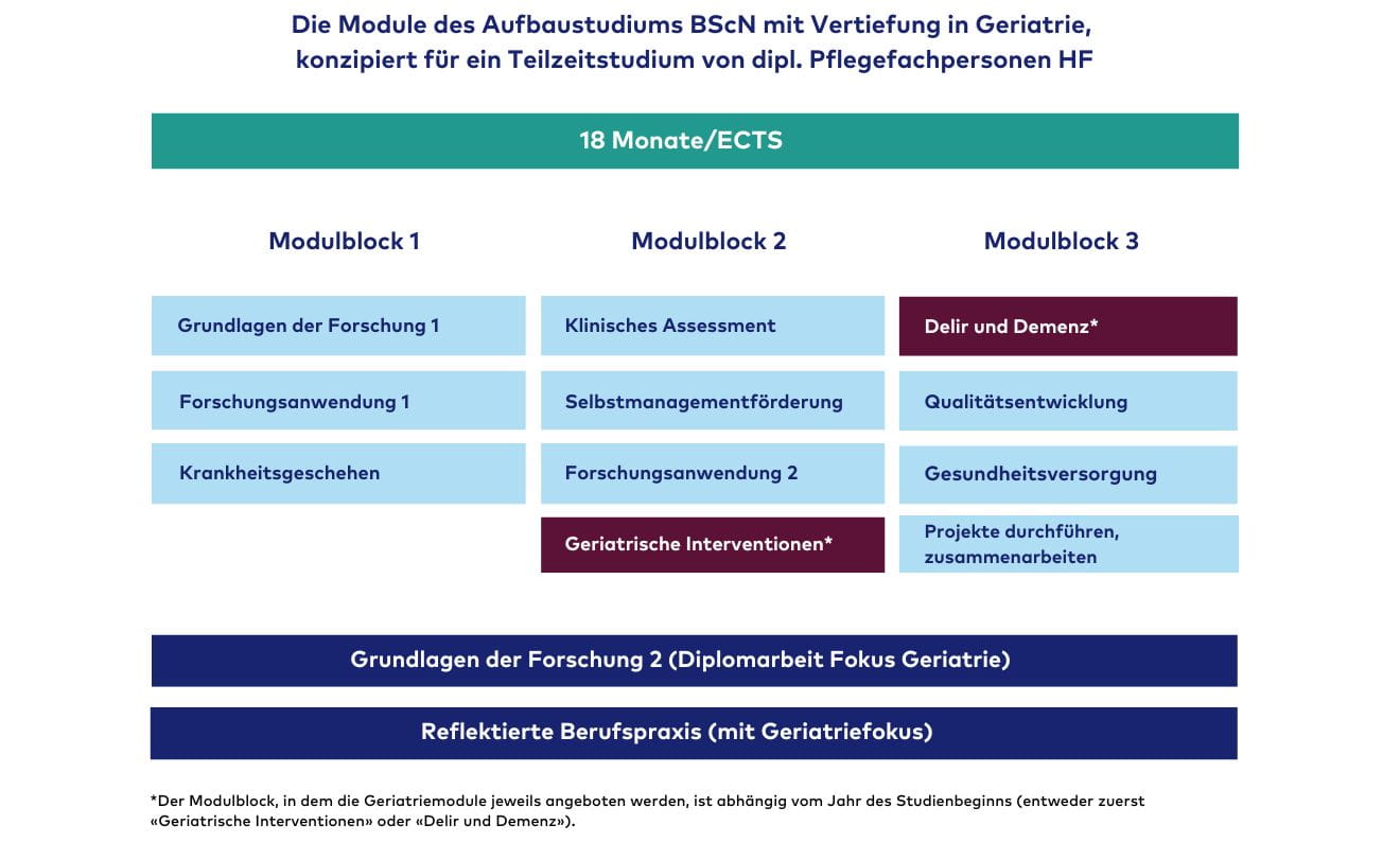 Studiumsplan Module Bachelor Geriatrie