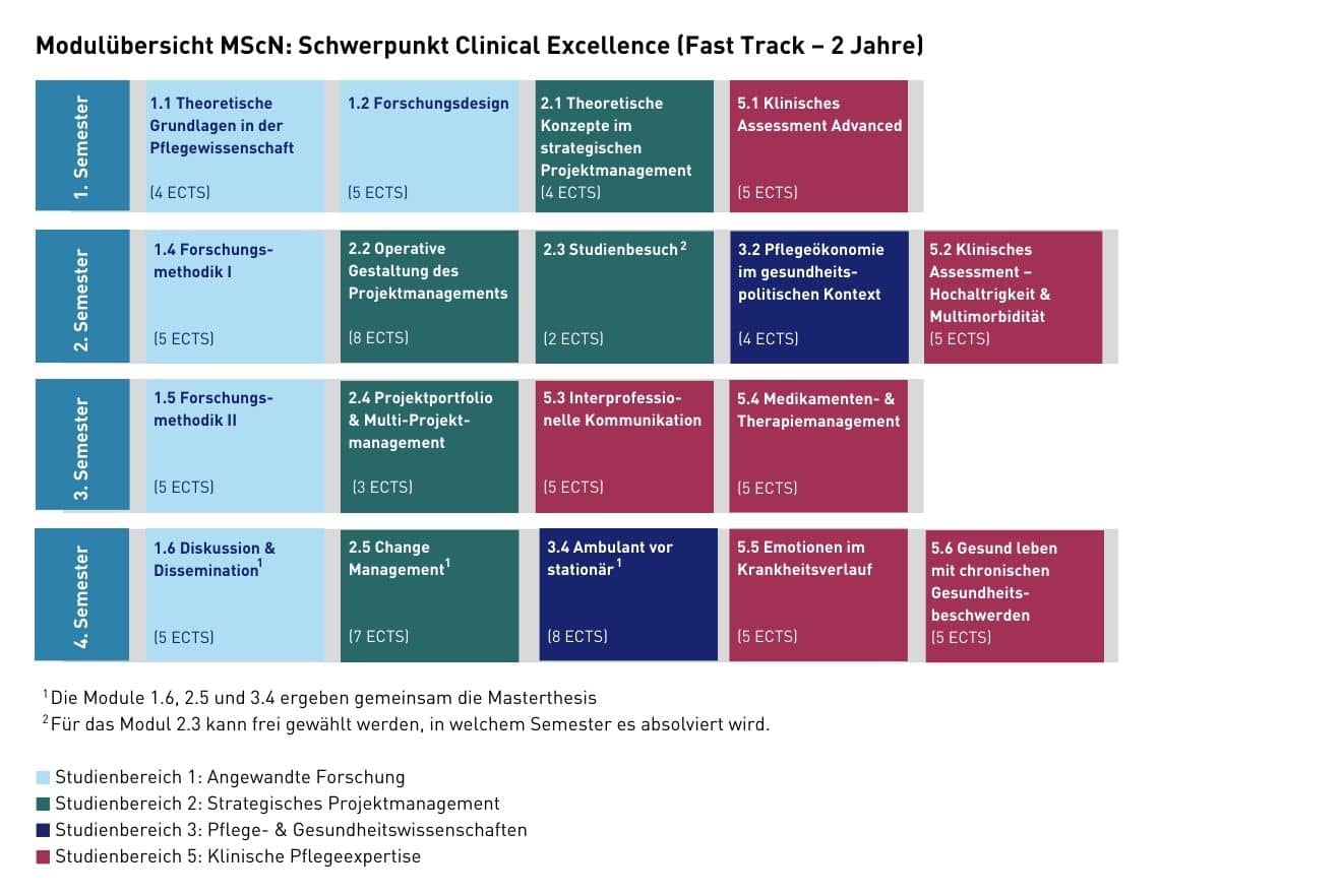 Grafik Modularer Aufbau MScN Clinical Excellence Careum Hochschule Gesundheit