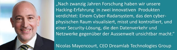 Zitat von Nicolas Mayencourt, CEO Dreamlab Technologies Group