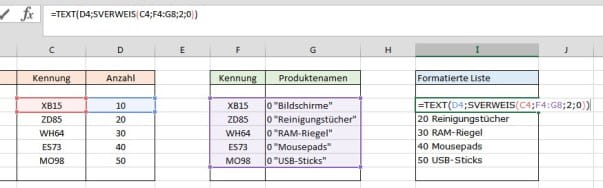 Variable Formatierung formatierte Liste erstellen