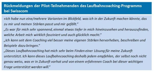 Rückmeldungen Teilnehmende Laufbahncoaching Swisscom