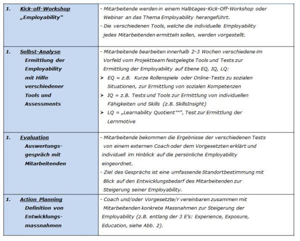 Möglichkeit zur Umsetzung eines Employability-Projektes 