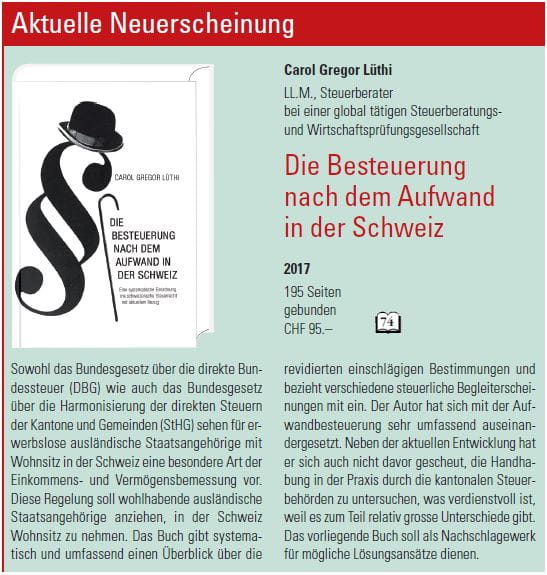 Buchrezension Die Besteuerung nach dem Aufwand