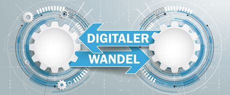 Zahnräder mit Schriftzug "Digitaler Wandel" Zahnräder mit Schriftzug "Digitaler Wandel"