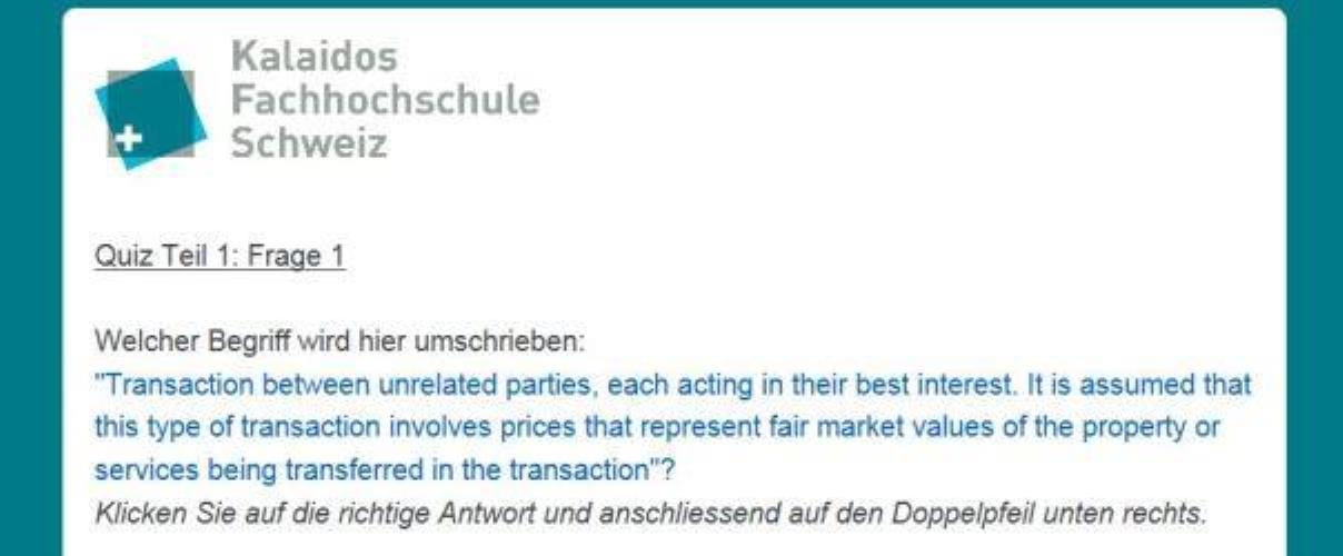 English Accounting Quiz der Kalaidos Fachhochschule