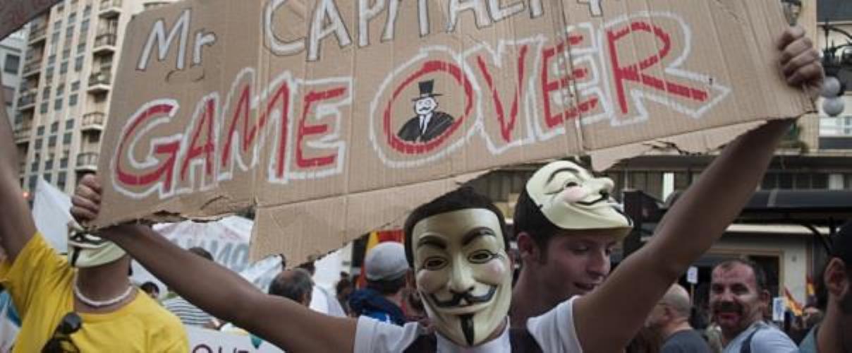 Bild Demonstrant gegen den Kapitalismus